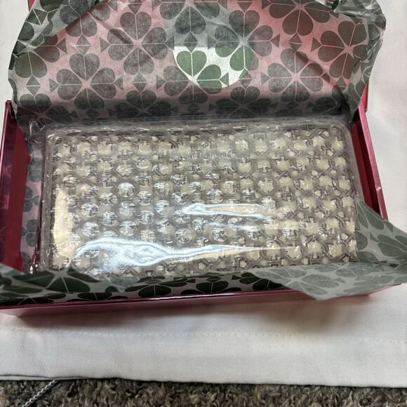 Kate Spade NY Spade Link Continental Zip Around Wallet White Beige - Picture 5 of 8